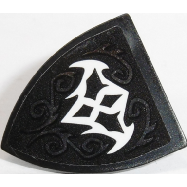black minifigure shield triangular with bat and silver swirls pattern sticker - set 41192