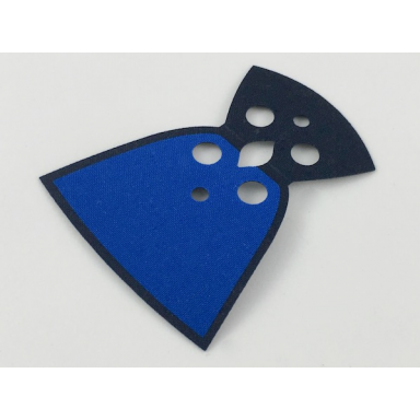 black minifigure cape cloth rounded bottom and round collar with blue on one side of cape pattern - traditional starched fabric