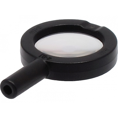 black minifigure utensil magnifying glass thick frame and hollow handle with trans-clear lens