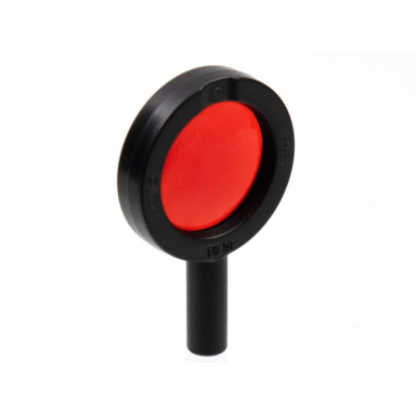 black minifigure utensil magnifying glass thick frame and hollow handle with trans-red lens