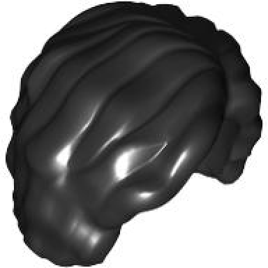 black minifigure hair short and bushy parted on left