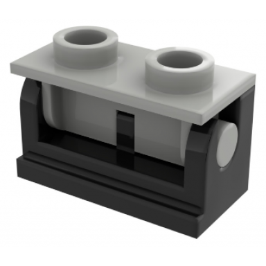 black hinge brick 1 x 2 with light gray top plate 3937 3938