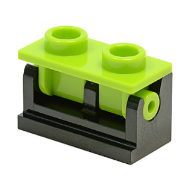 black hinge brick 1 x 2 with lime top plate 3937 3938