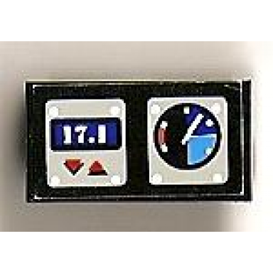 black hinge brick 1 x 2 base with 17.1 display and gauge pattern sticker - set 8223