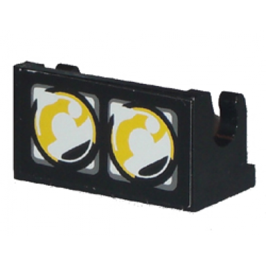 black hinge brick 1 x 2 base with headlights dual pattern sticker - set 8286
