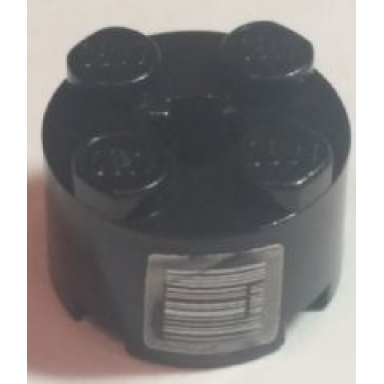 black brick round 2 x 2 with axle hole with barcode and binary pattern sticker - set 7702