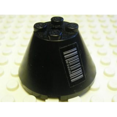 cone 4 x 4 x 2 with axle hole with silver barcode pattern sticker - set 7702