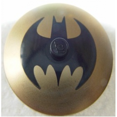 black dish 4 x 4 inverted radar with solid stud with black bat on gold background batman logo bat signal pattern