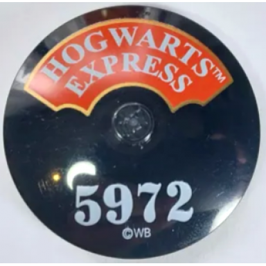 black dish 4 x 4 inverted radar with solid stud with white hogwarts express 5972 and ©wb pattern