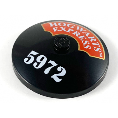 black dish 4 x 4 inverted radar with solid stud with white hogwarts express and 5972 pattern