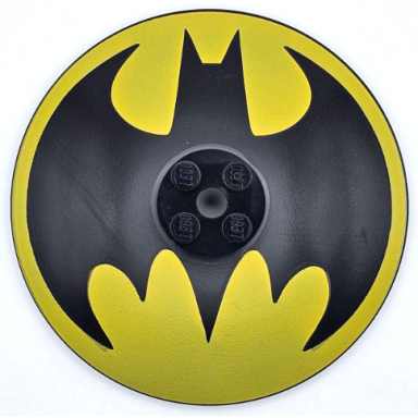 black dish 8 x 8 inverted radar - solid studs with bat on yellow background batman logo pattern