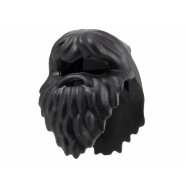 black minifigure hair shaggy and long with beard and mouth hole
