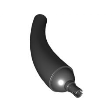 black dinosaur tail neck base section with black technic pin