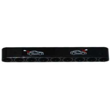 black technic liftarm thick 1 x 9 with 2 supercars and white arrows pattern sticker - set 8070