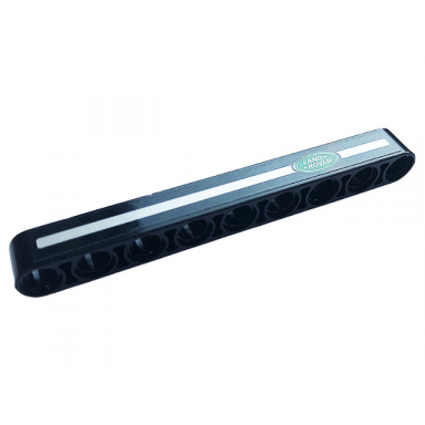black technic liftarm thick 1 x 9 with land rover logo and silver stripe pattern sticker - set 42110