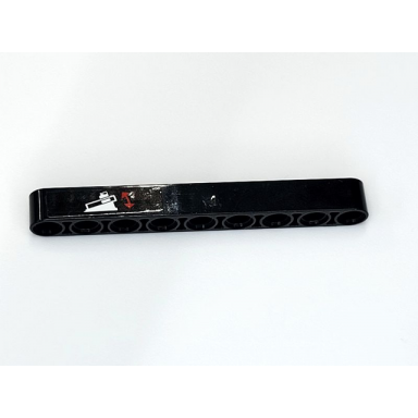 black technic liftarm thick 1 x 9 with red curved double arrow and white slope pattern sticker - set 42069