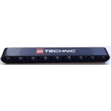 black technic liftarm thick 1 x 9 with lego technic logo pattern sticker - set 8071