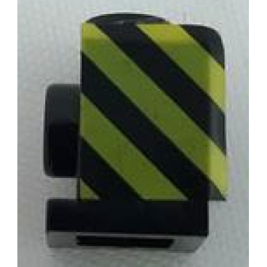 black brick modified 1 x 1 with headlight with black and yellow danger stripes pattern model left side sticker - set 7760