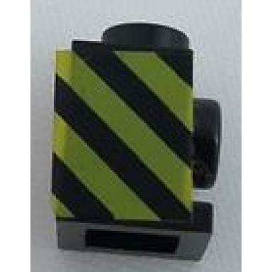 black brick modified 1 x 1 with headlight with black and yellow danger stripes pattern model right side sticker - set 7760