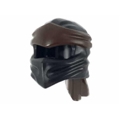 black minifigure headgear ninjago wrap type 4 with molded dark brown headband pattern