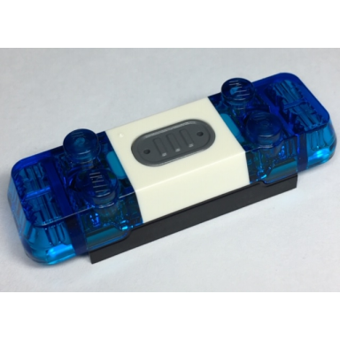 black electric light sound siren 2 x 6 x 1 with trans-dark blue lights and white center