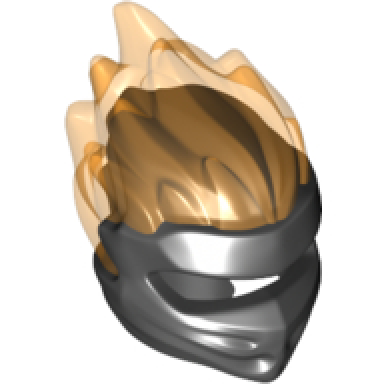 black minifigure headgear ninjago wrap type 5 with molded trans-orange flames pattern