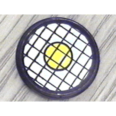black tile round 2 x 2 with black grid and yellow dot pattern sticker - set 8829