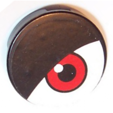 black tile round 2 x 2 with eyelid and red eye on white background pattern model left side sticker - set 8277