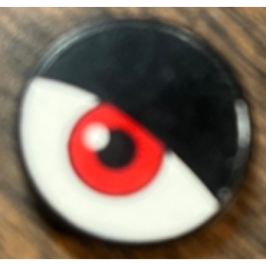 black tile round 2 x 2 with eyelid and red eye on white background pattern model right side sticker - set 8277