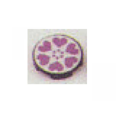 black tile round 2 x 2 with scala six purple hearts pattern