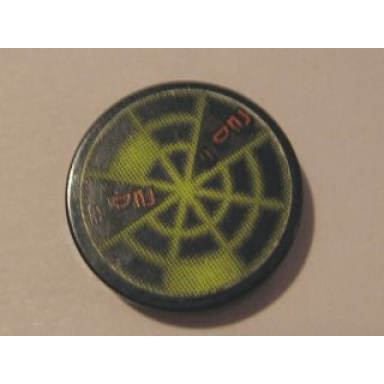 black tile round 2 x 2 with neon green radar type 1 pattern sticker - set 7691