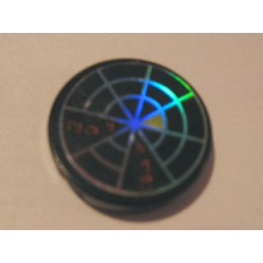 black tile round 2 x 2 with iridescent mirrored radar type 1 pattern sticker - set 7646