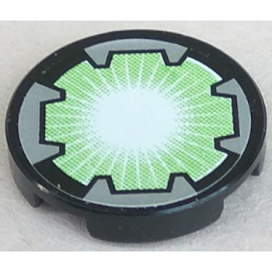 black tile round 2 x 2 with white beam on light green background pattern sticker - set 8118
