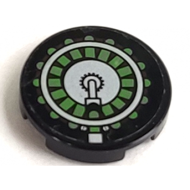 black tile round 2 x 2 with ammunition drum pattern sticker - set 7477