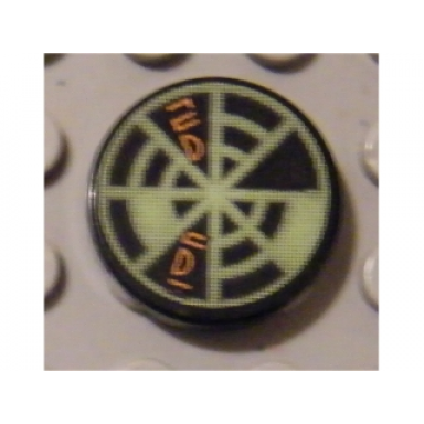 black tile round 2 x 2 with neon green radar type 5 pattern sticker - sets 7693