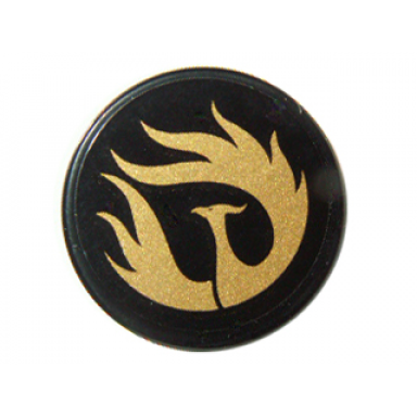 black tile round 2 x 2 with gold phoenix pattern sticker - set 9448