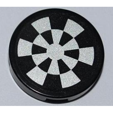 black tile round 2 x 2 with dart board dejarik hologame board pattern sticker - set 7965