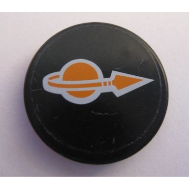 black tile round 2 x 2 with orange classic space logo pattern sticker - set 7693