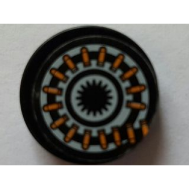 black tile round 2 x 2 with coiled round of bullets ammunition belt pattern sticker - set 7645