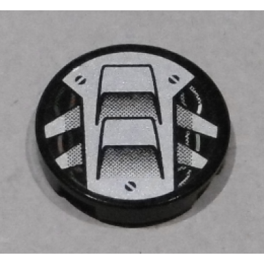 black tile round 2 x 2 with light bluish gray air inlet pattern sticker - set 8864