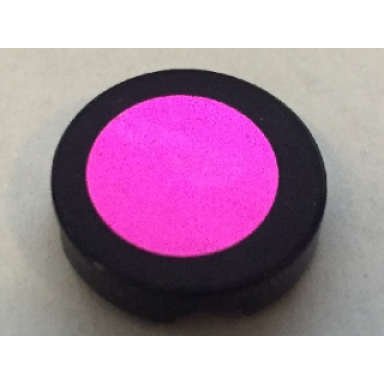 black tile round 2 x 2 with mirrored magenta circle pattern sticker - set 7586