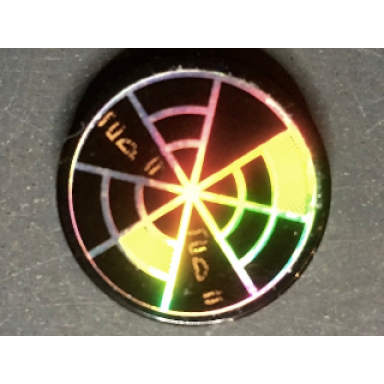 black tile round 2 x 2 with iridescent mirrored radar type 4 pattern sticker - sets 7645 7649