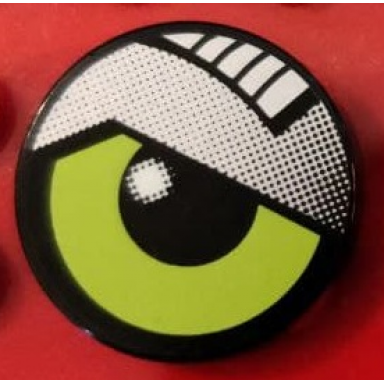 black tile round 2 x 2 with lime eye and silver eyelid pattern model right side sticker - set 8307