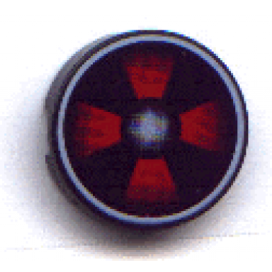 black tile round 2 x 2 with red fan pattern