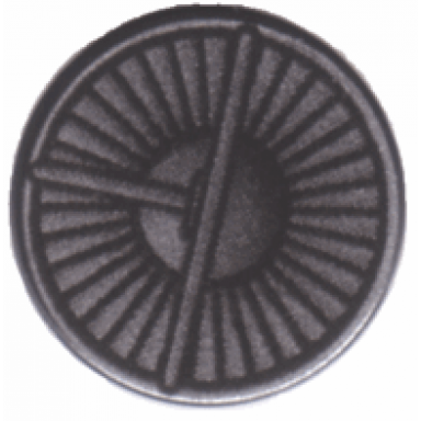 black tile round 2 x 2 with silver engine fan blades pattern