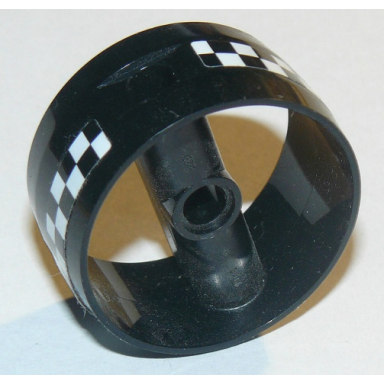 black cylinder 4 x 4 x 1 2 3 with pin holes and center bar with checkered pattern on both sides stickers - set 60103