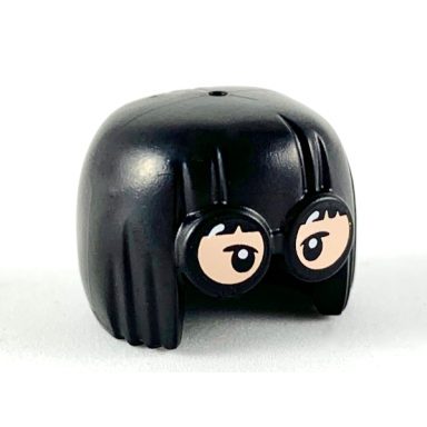 black minifigure hair combo large glasses with large bowl cut hair light nougat lenses with black eyes pattern