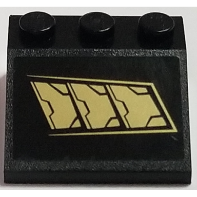 black slope 33 3 x 3 with 3 gold metal plates pattern model right side sticker - set 76056