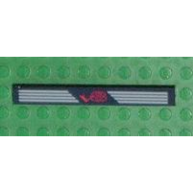 black tile 1 x 8 with red v8 and light gray stripes pattern model right side sticker - set 8449