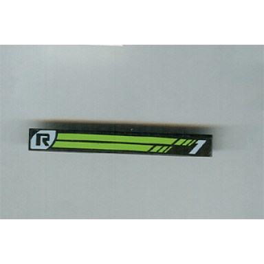 black tile 1 x 8 with r and lime stripes and 1 pattern sticker - set 8647